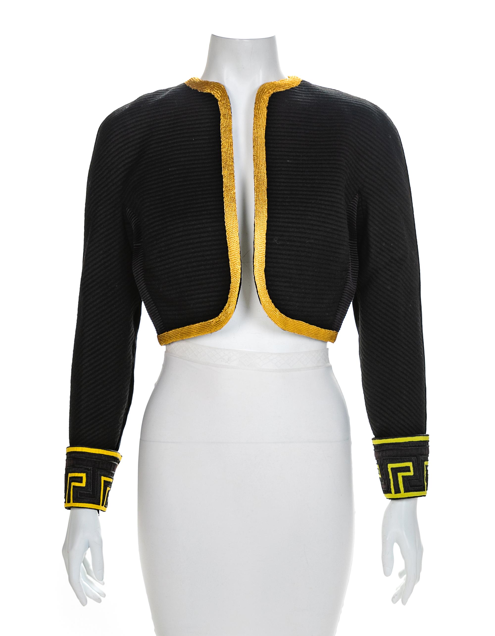Atelier Versace Black Jacket with Yellow Trim, 1990s
