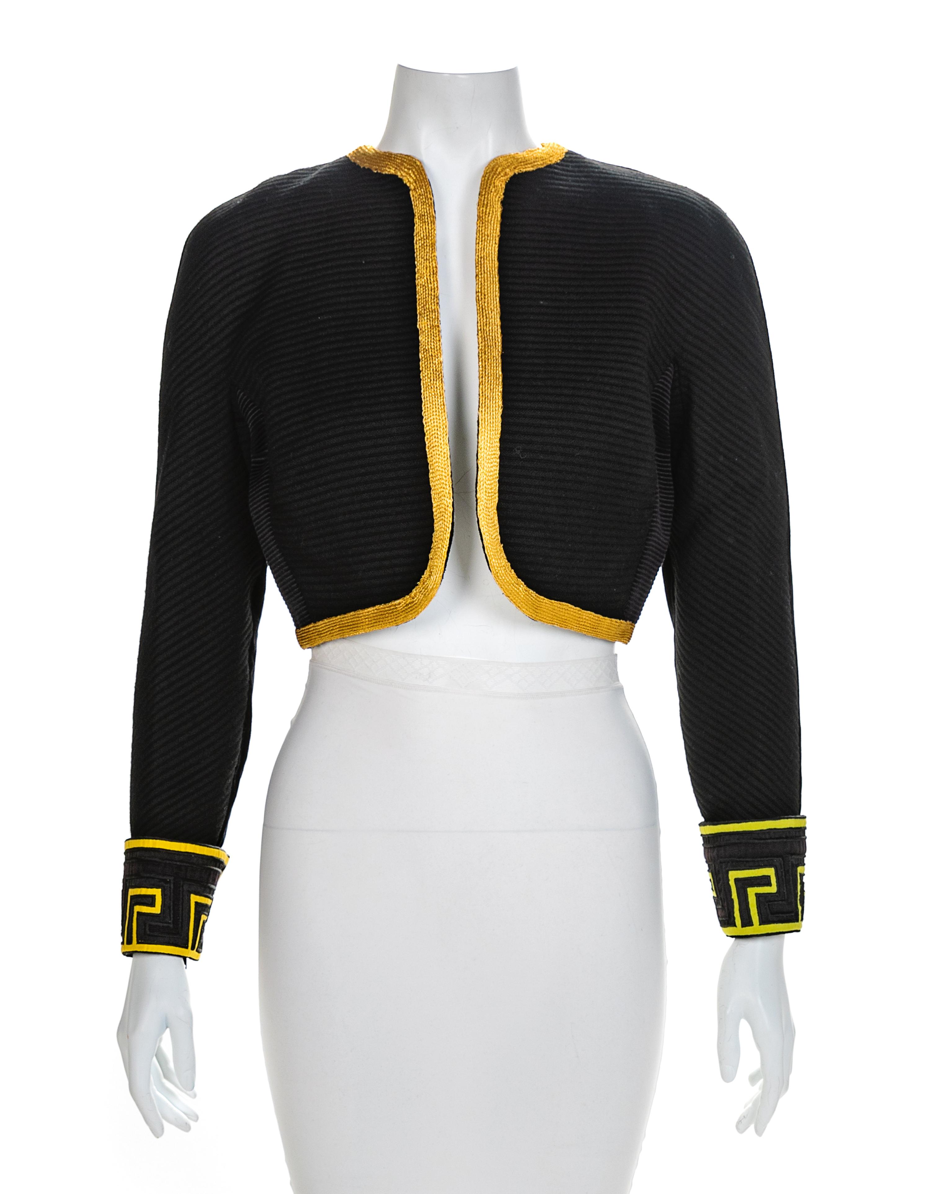Atelier Versace Black Jacket with Yellow Trim, 1990s