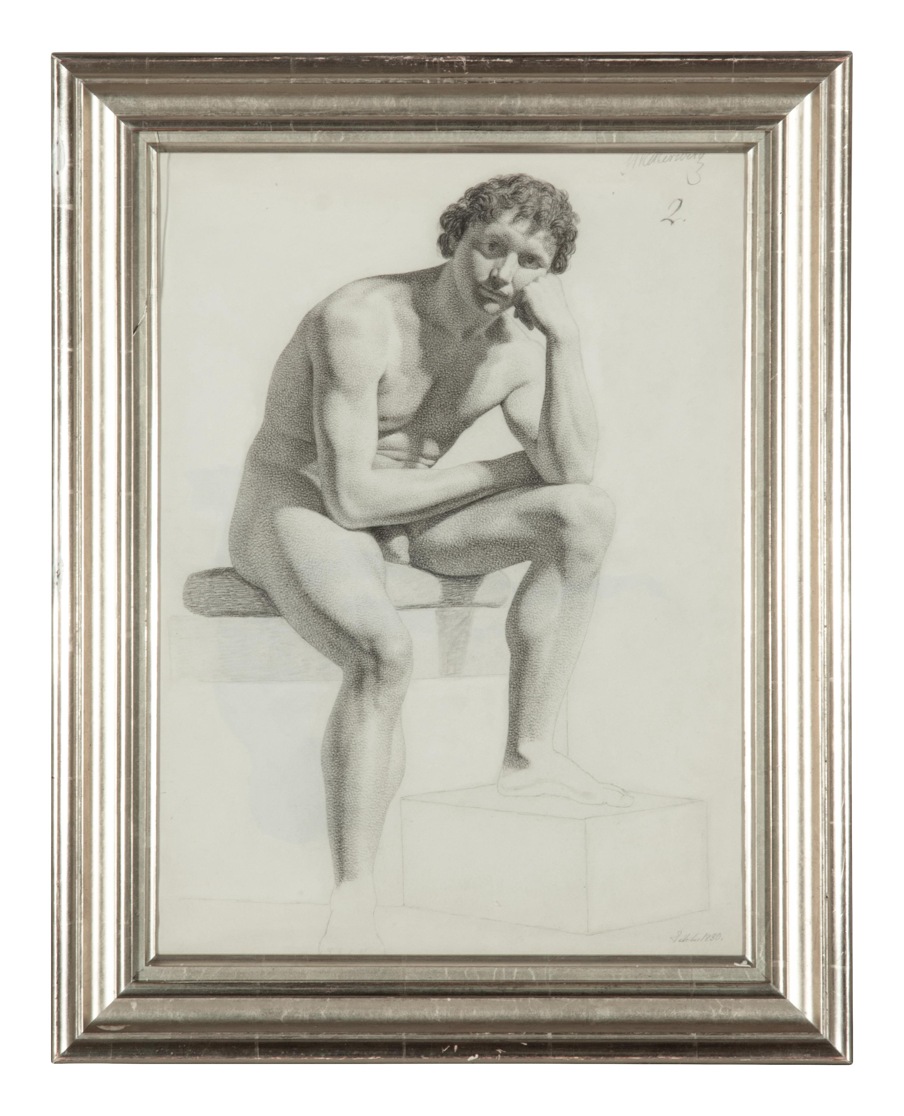 A Group of Three Male Nudes , 1824-1830