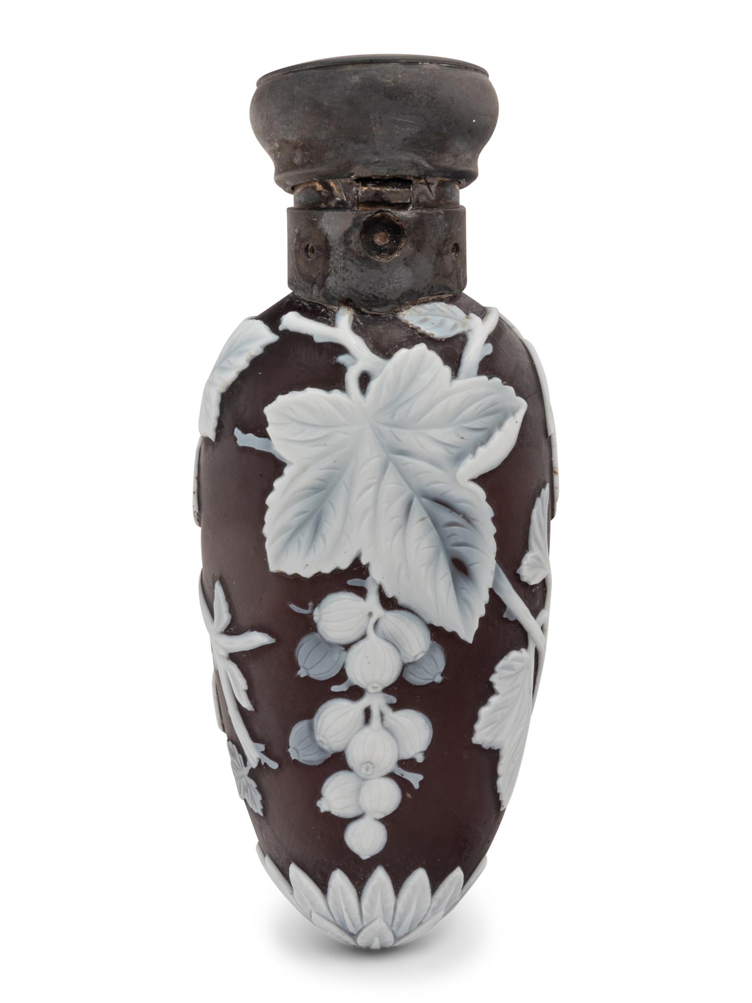 A Thomas Webb and Sons Silver-Mounted Cameo Glass Scent Bottle