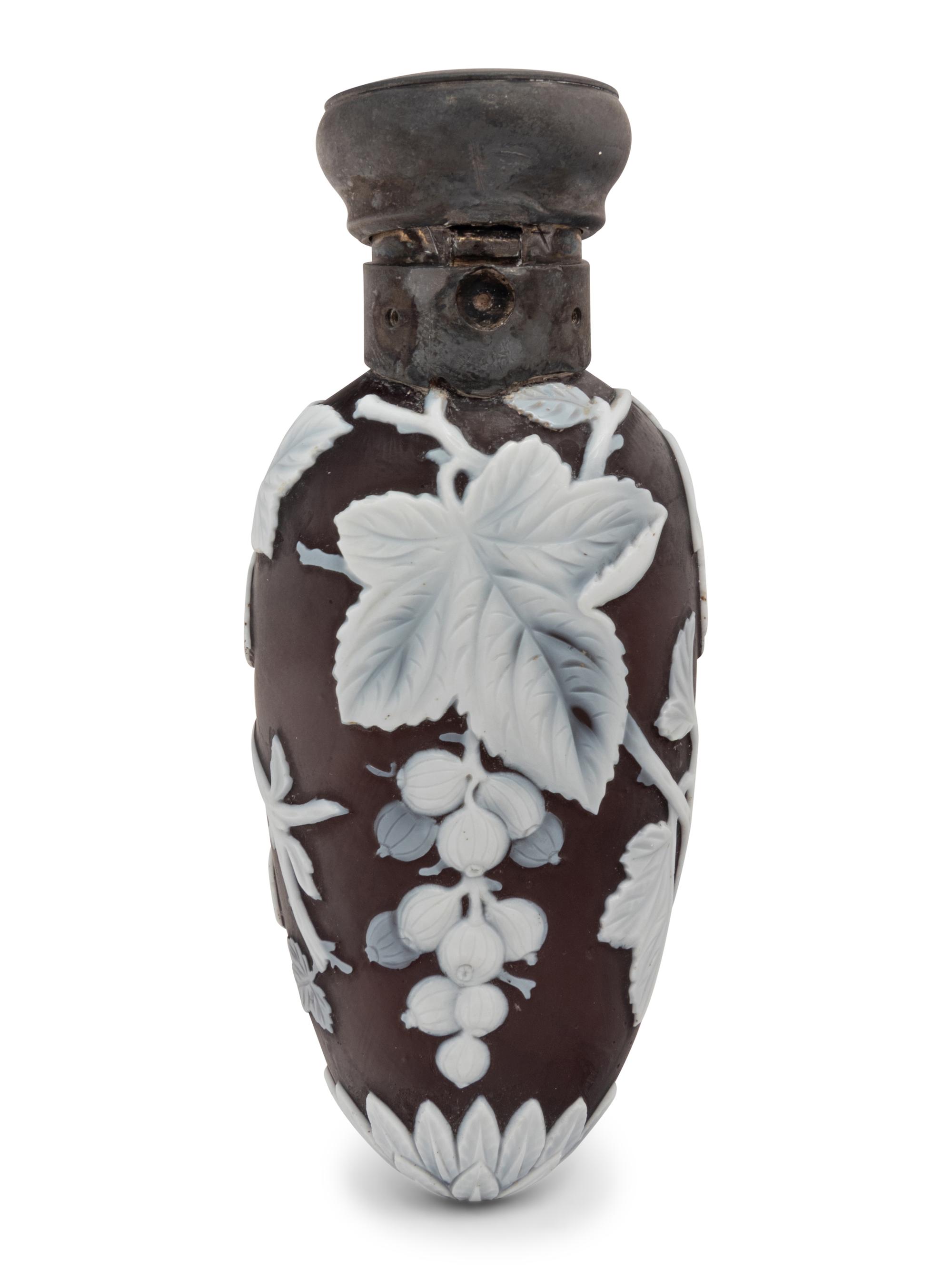 A Thomas Webb and Sons Silver-Mounted Cameo Glass Scent Bottle