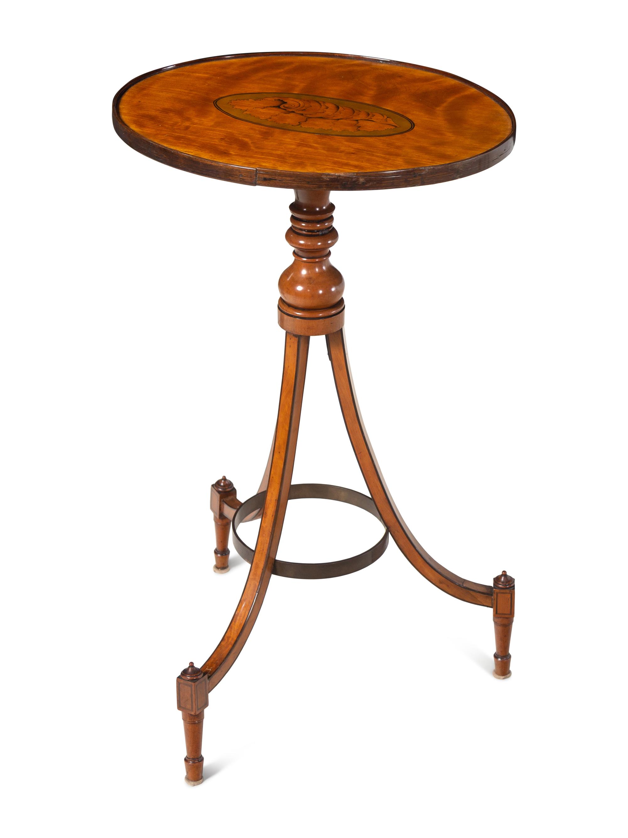 A George III Marquetry and Satinwood Occasional Table
