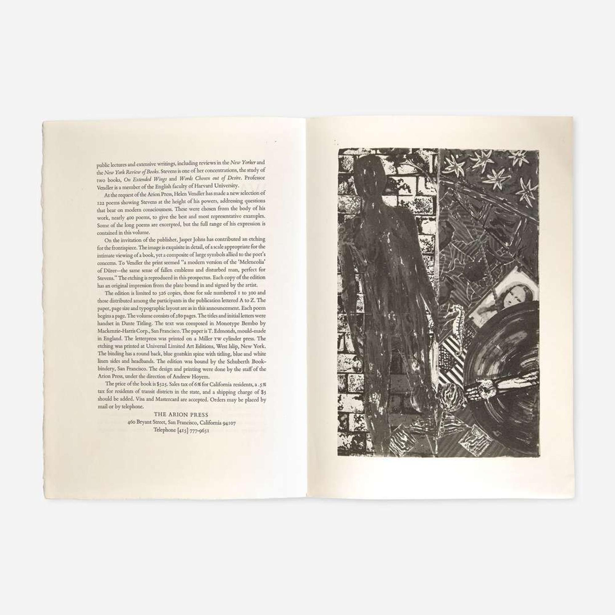 [Private Press] [Arion Press, The] Stevens, Wallace, and Jasper Johns Poems