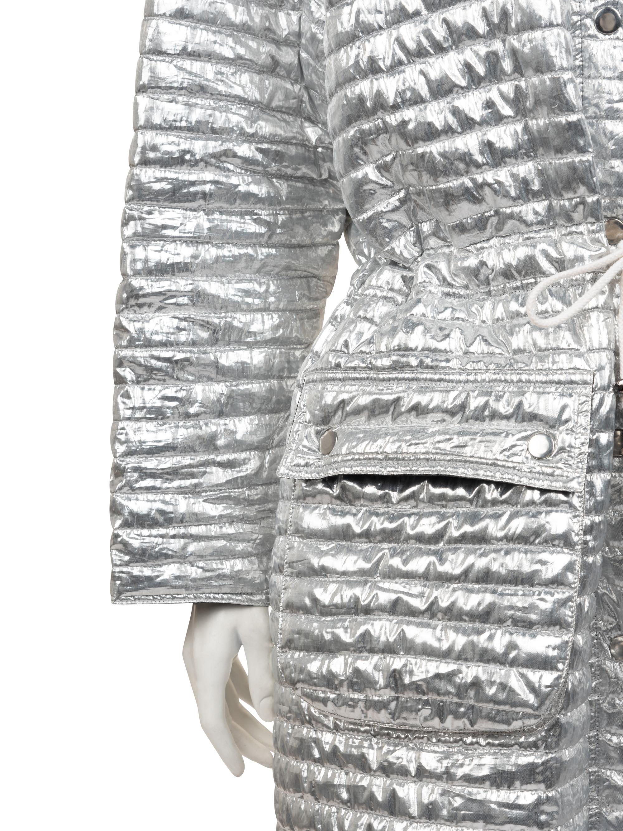 Courrèges Metallic Quilted Coat, 1980-90s