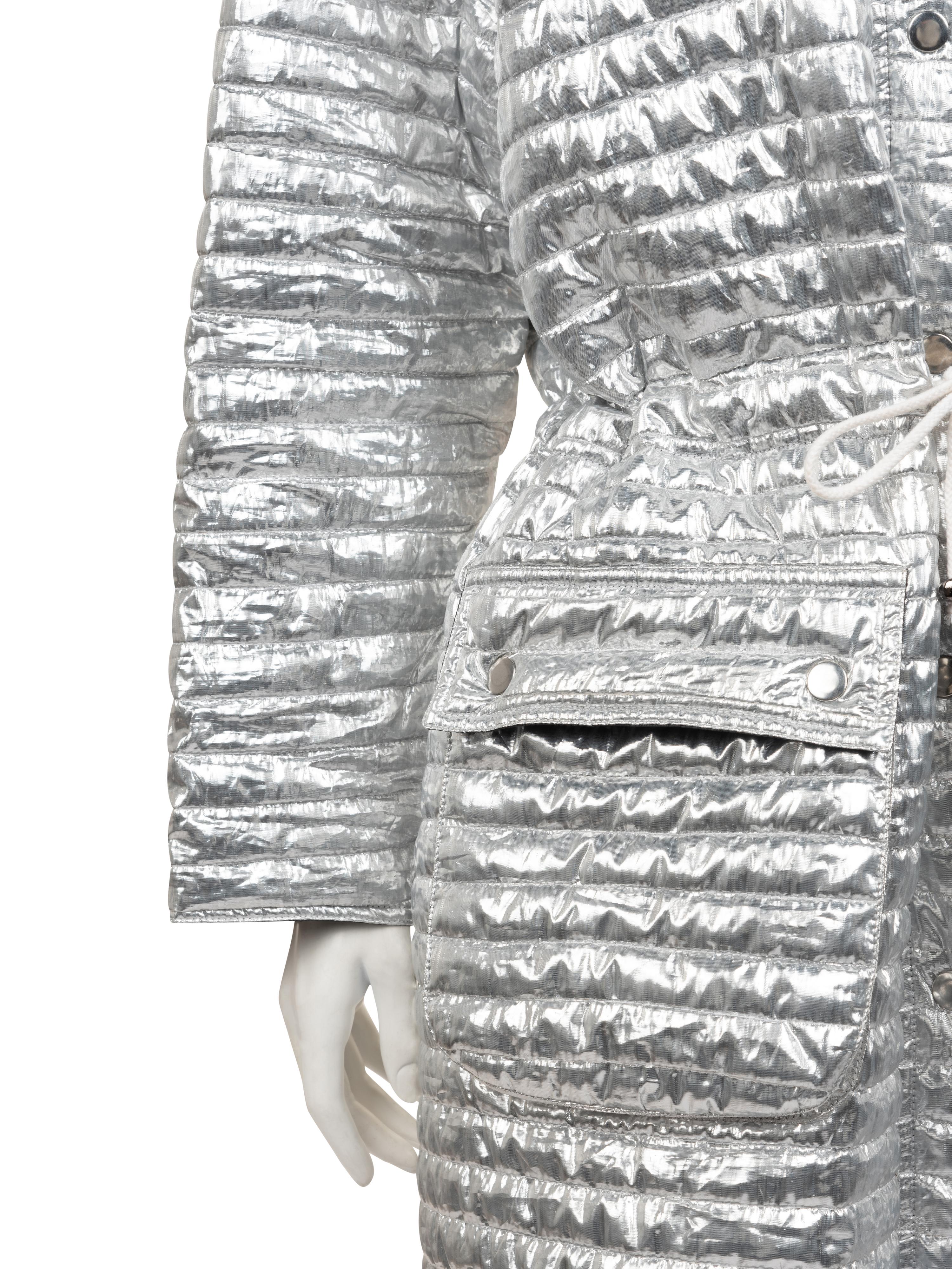 Courrèges Metallic Quilted Coat, 1980-90s