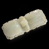 A Chinese carved white jade buckle 白玉带扣 Qing dynasty, 18/19th century ? ???????