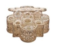 A Victorian Style Silver Filigree Perfume Bottle Casket, Height 2 1/4 x width 6 inches.