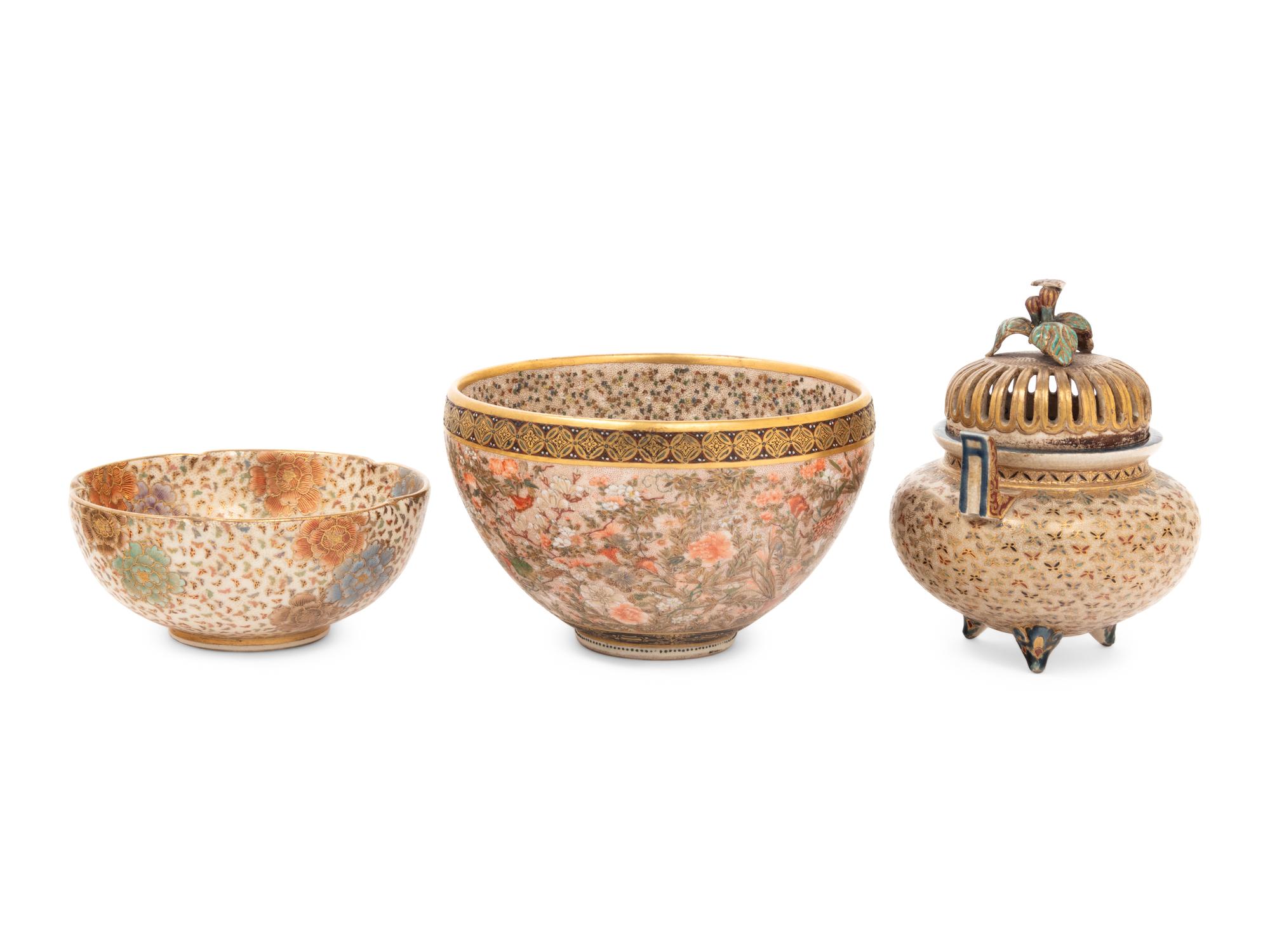 Three Japanese Satsuma Vessels