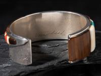 Silver and Cobblestone Inlay Cuff Bracelet