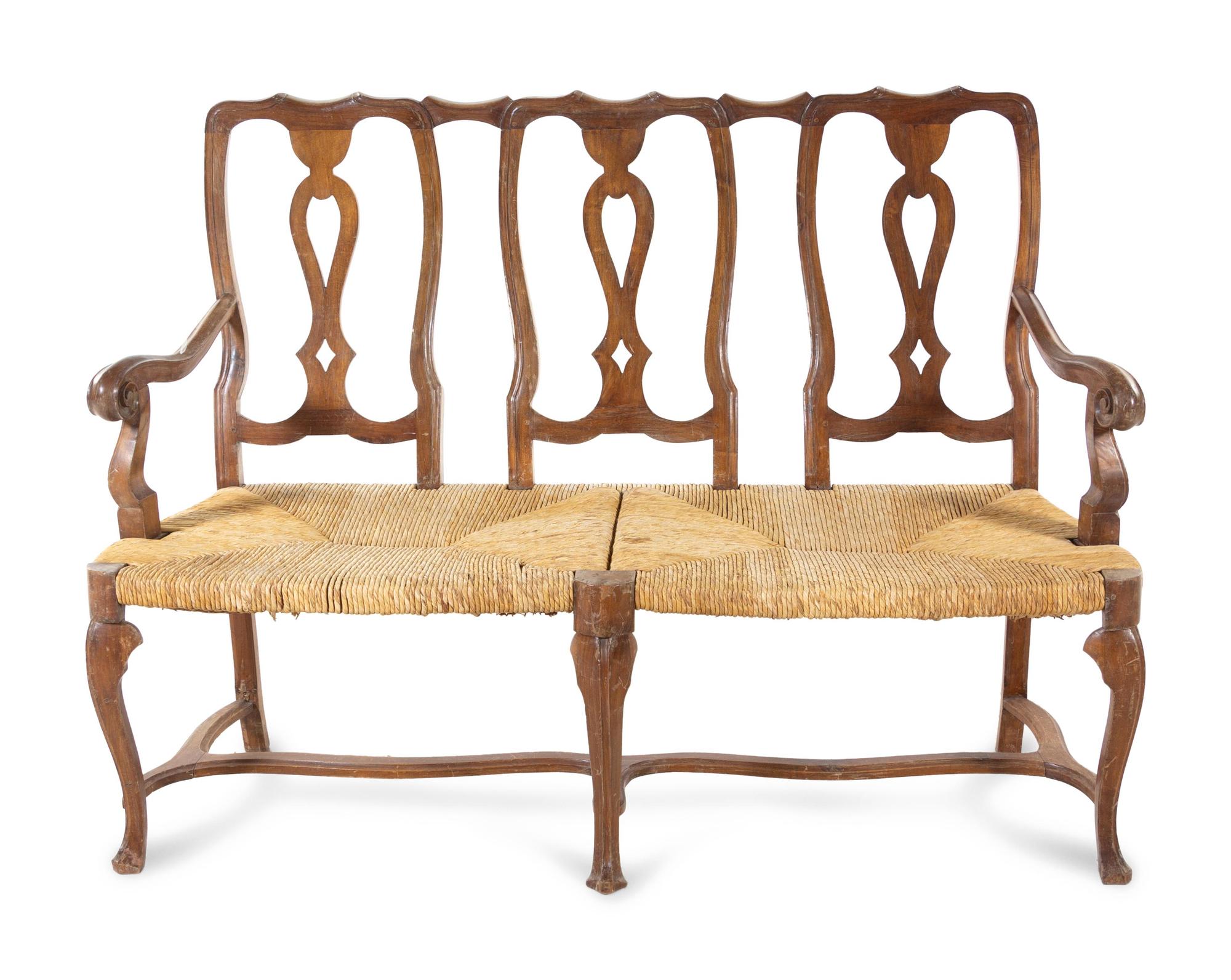 An Italian Walnut Bench
