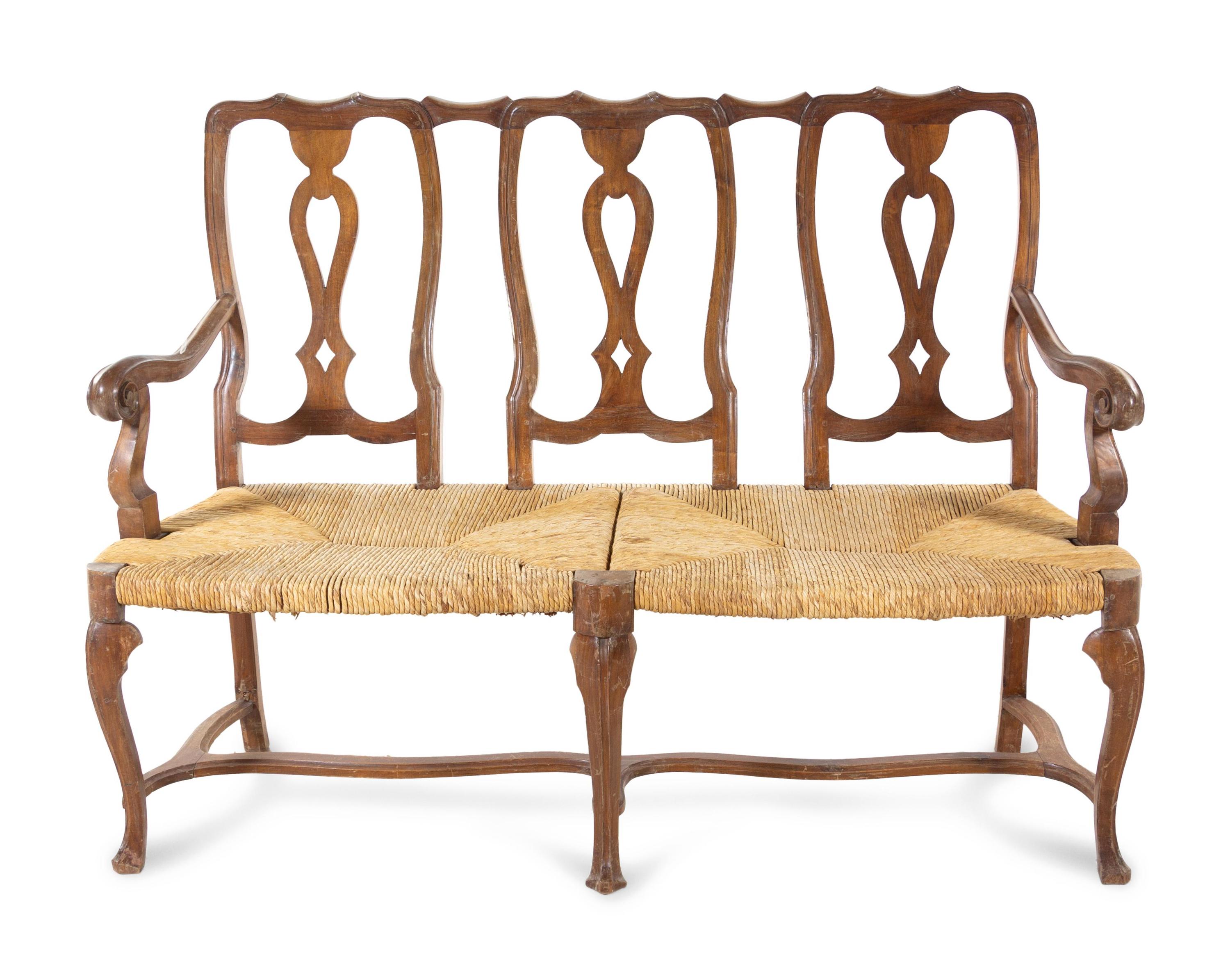 An Italian Walnut Bench