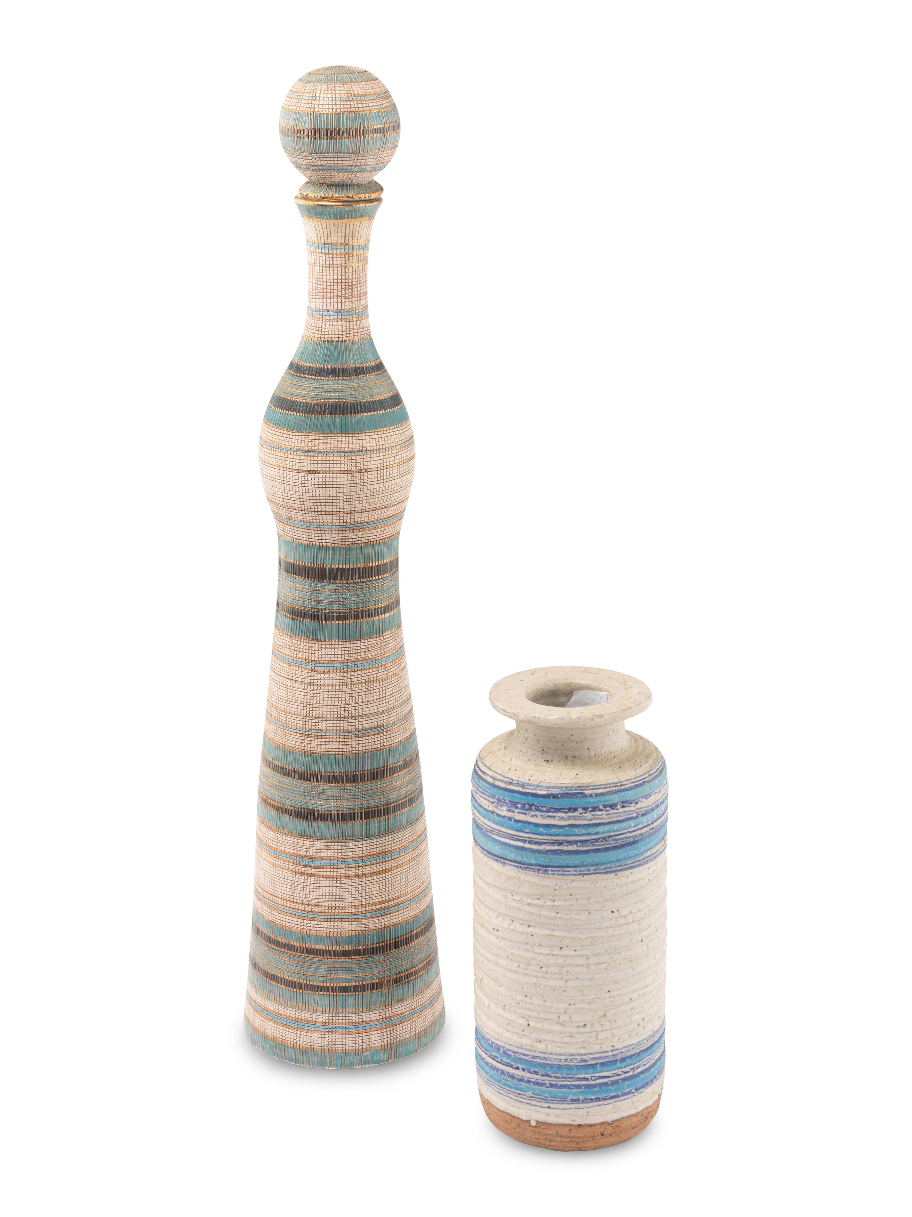 Tall Bottle Vase & Stopper together with a Bitossi Vase