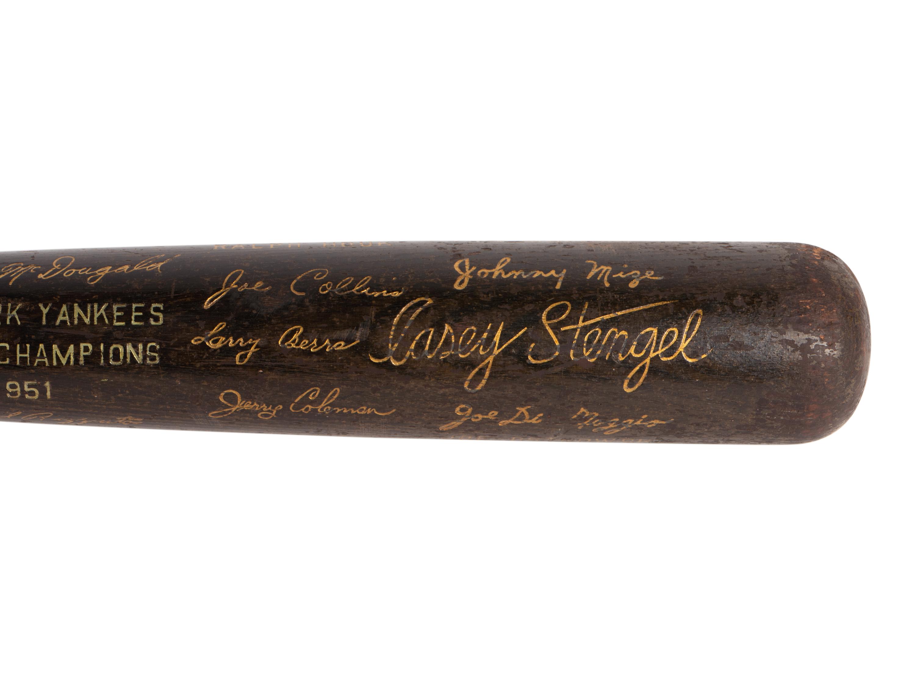 A 1951 New York Yankees World Series Champions Presentation Black Bat,