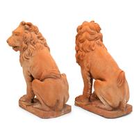 A Pair of North Italian Terracotta Lions