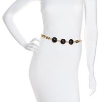 A Gianni Versace Black Medusa Medallion and Greco Link Belt, Medusa Disc: 1.25" x 1.25"; Length: 28.5"- 33.75".