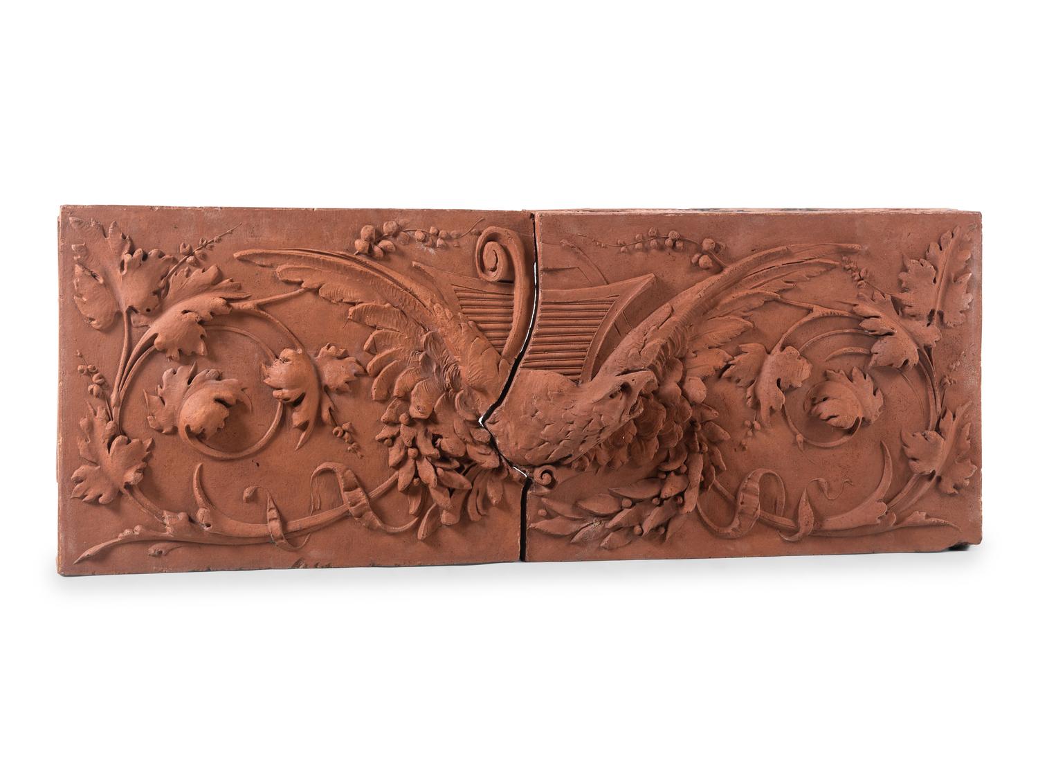 A Terracotta Two-Part Architectural Frieze Panel