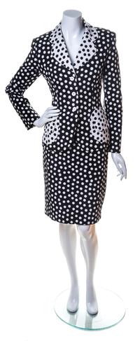 A Bill Blass Black and White Polka Dot Skirt Ensemble,
