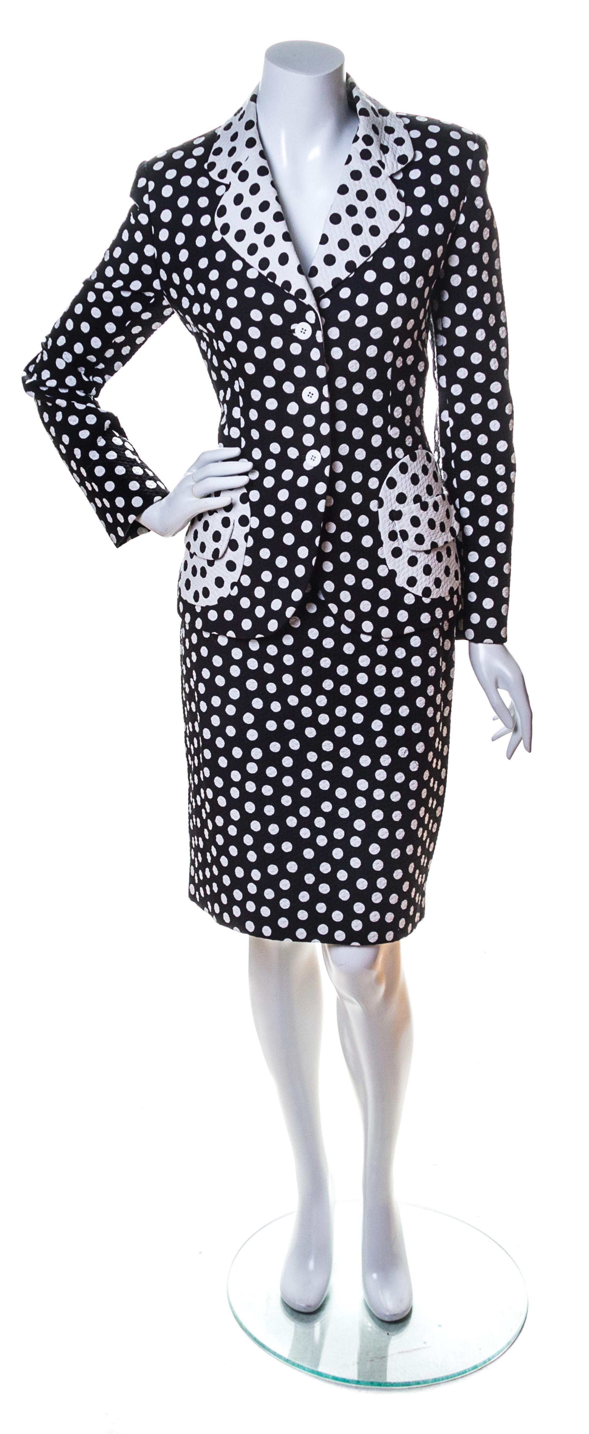 A Bill Blass Black and White Polka Dot Skirt Ensemble,