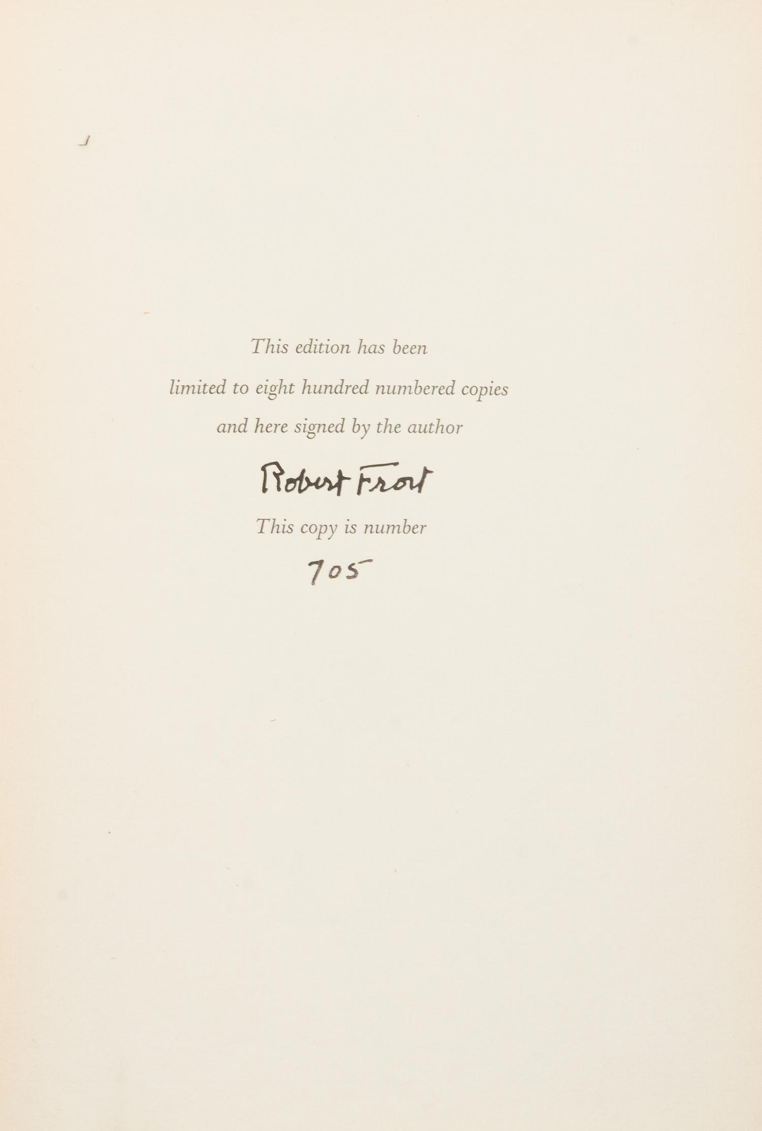 FROST, Robert (1874-1963). A Masque of Reason. New York: Henry Hold and Company, 1945. FIRST EDITION, LIMITED EDITION, SIGNED.