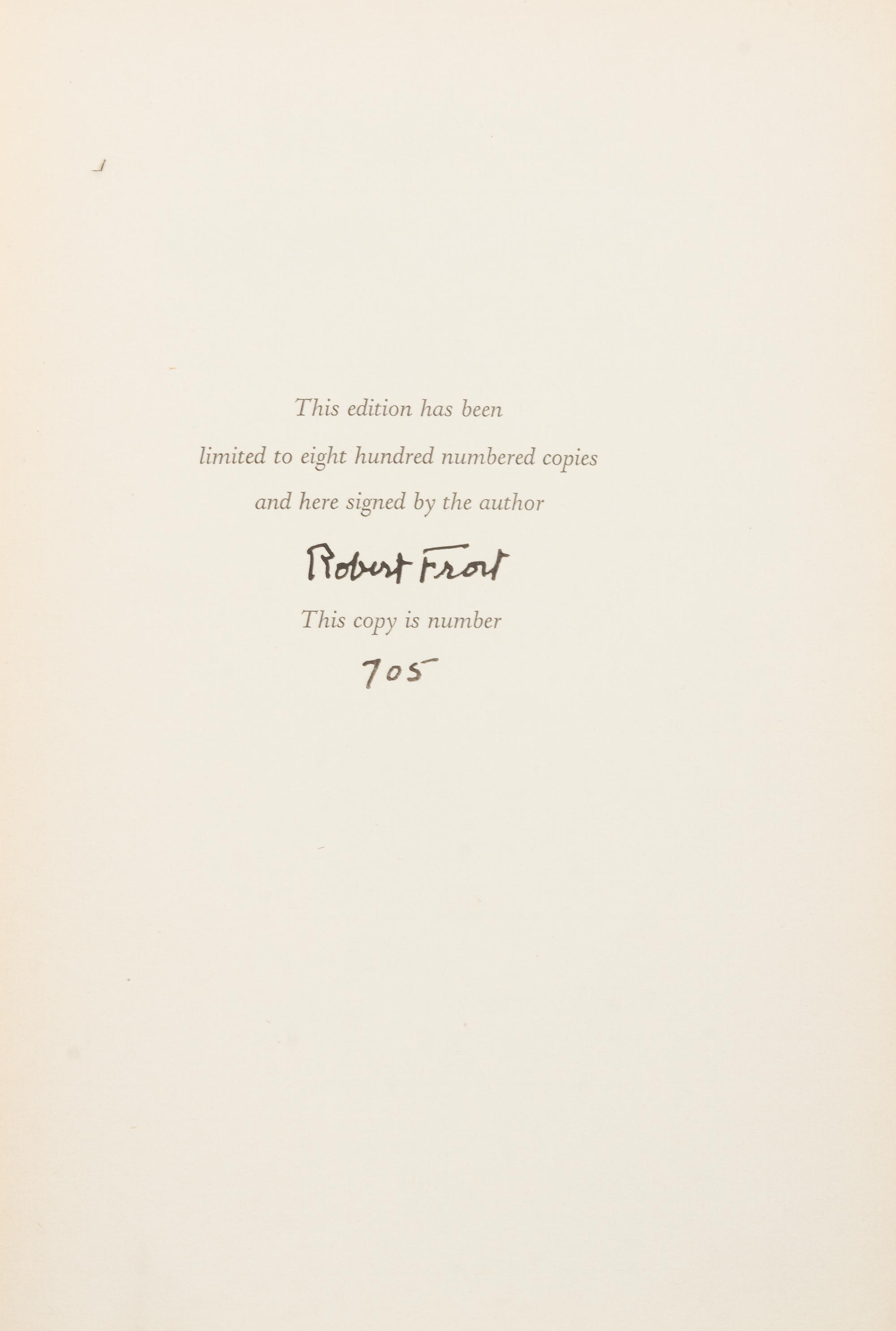 FROST, Robert (1874-1963). A Masque of Reason. New York: Henry Hold and Company, 1945. FIRST EDITION, LIMITED EDITION, SIGNED.