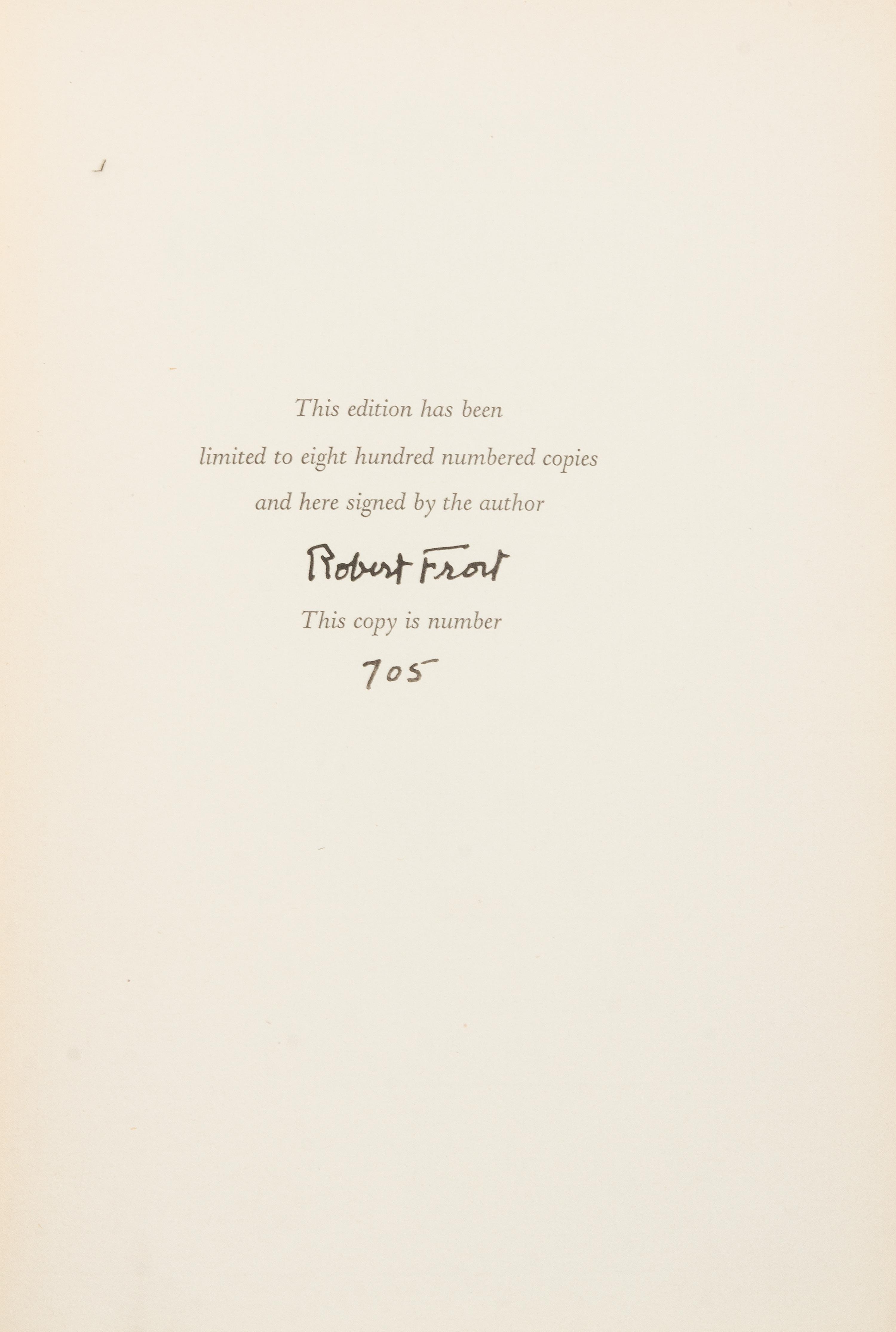 FROST, Robert (1874-1963). A Masque of Reason. New York: Henry Hold and Company, 1945. FIRST EDITION, LIMITED EDITION, SIGNED.