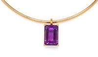 YELLOW GOLD AND AMETHYST PENDANT/ NECKLACE