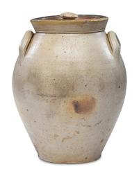 A Lahan Worbs Two Gallon Lidded Stoneware Crock