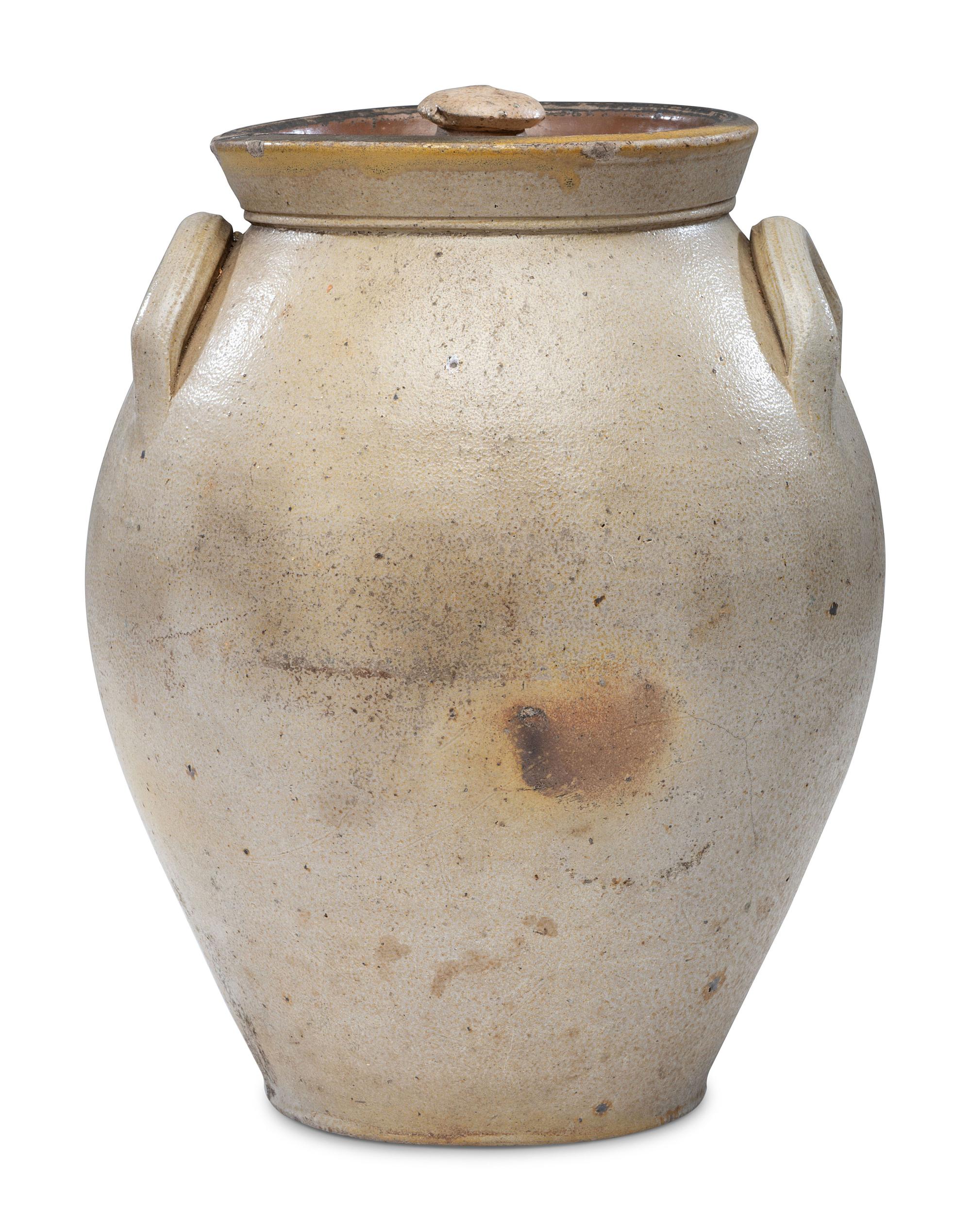 A Lahan Worbs Two Gallon Lidded Stoneware Crock