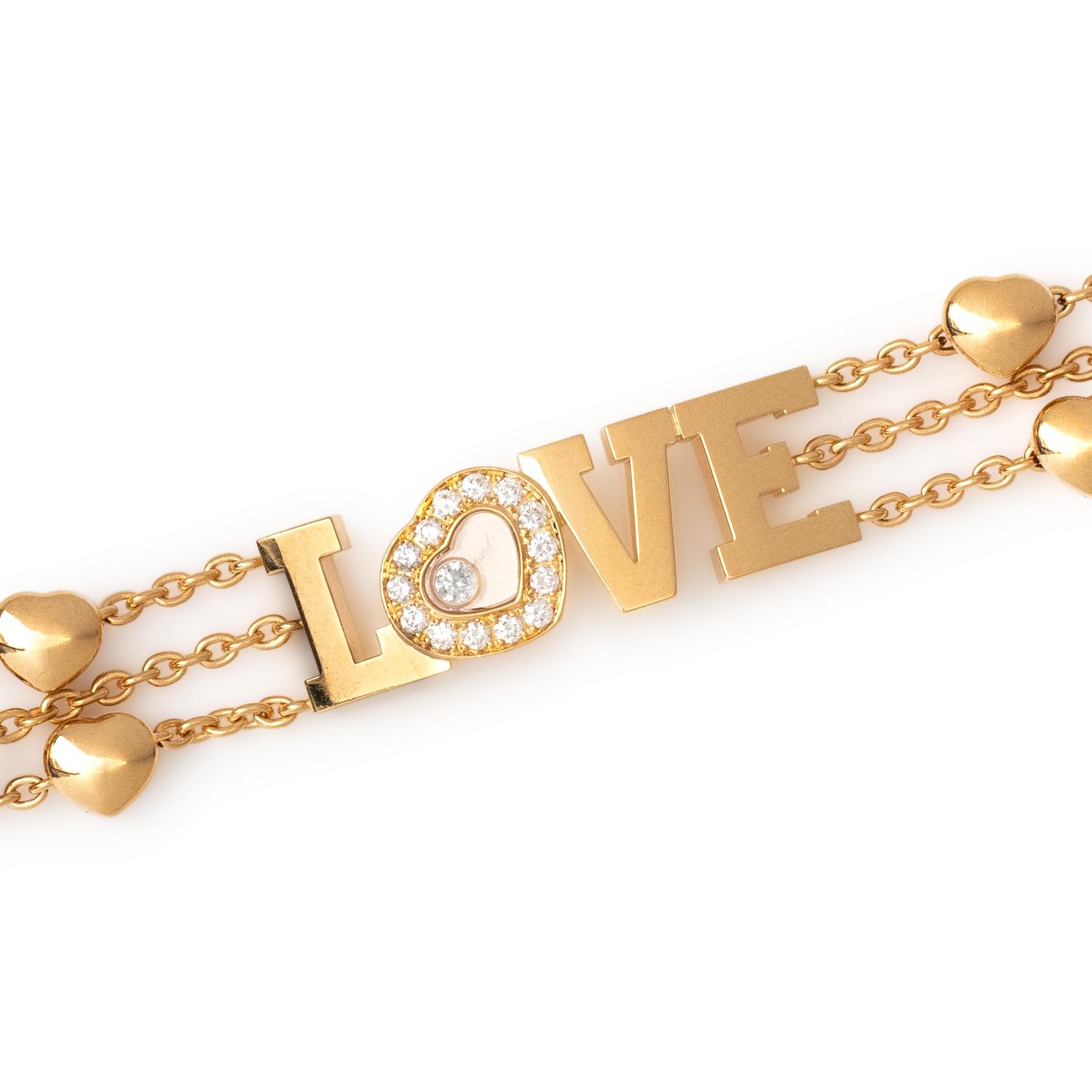 CHOPARD, YELLOW GOLD AND DIAMOND 'HAPPY DIAMOND LOVE' BRACELET