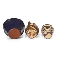 Wayne Hewell and Jeffrey McDowell, Three Glazed Stoneware Works: Two Swirl Jugs and a Basket