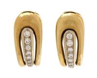 YELLOW GOLD AND DIAMOND EARCLIPS