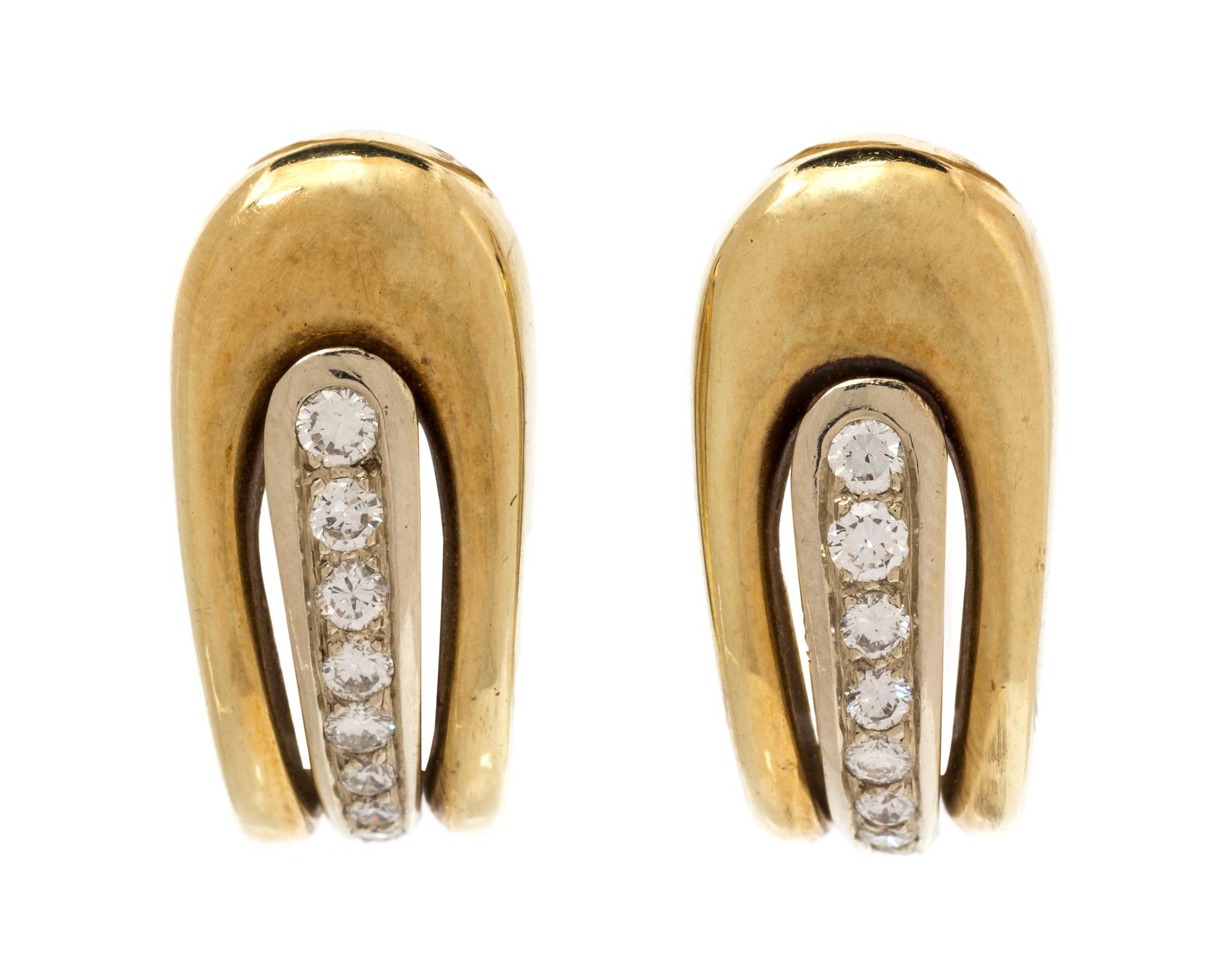 YELLOW GOLD AND DIAMOND EARCLIPS