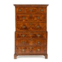 A George III Burl Walnut Chest on Chest
