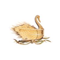 EVELYN CLOTHIER, DIAMOND, GREEN GARNET AND CULTURED BIWA PEARL SWAN BROOCH