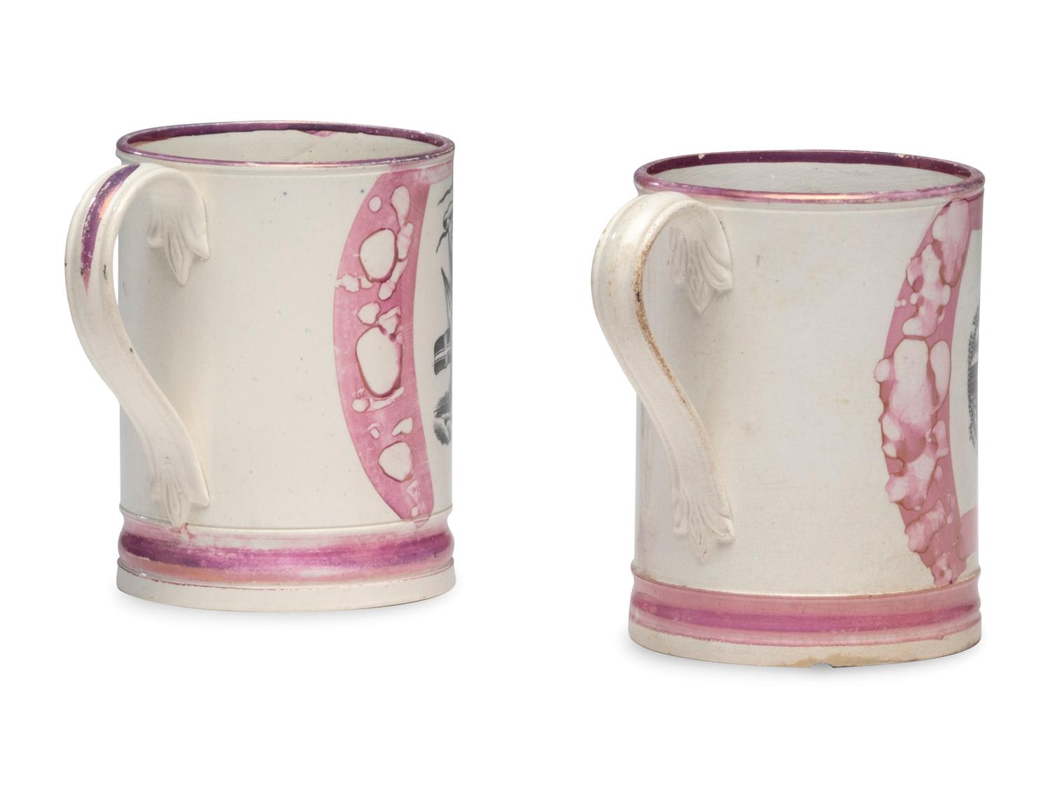 Two Sunderland Luster Frog Mugs