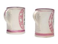 Two Sunderland Luster Frog Mugs