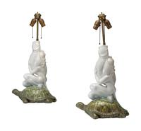 A Pair of Ceramic Figural Table Lamps