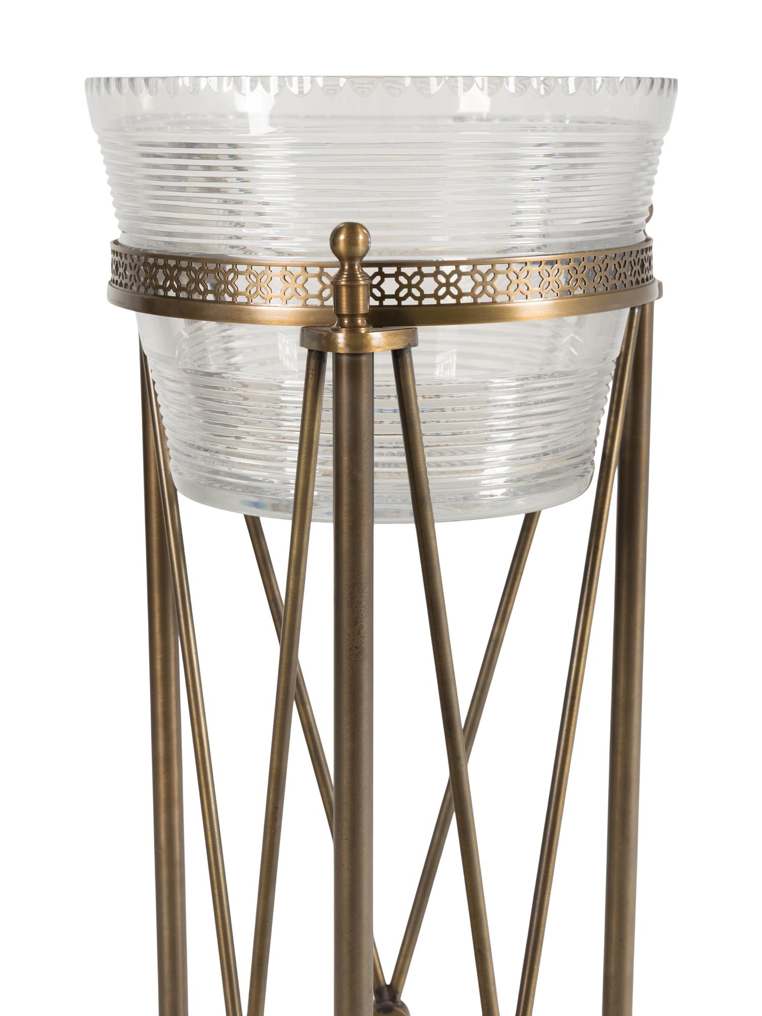 A Pair of Neoclassical Style Cut Glass and Brass Jardinière Stands