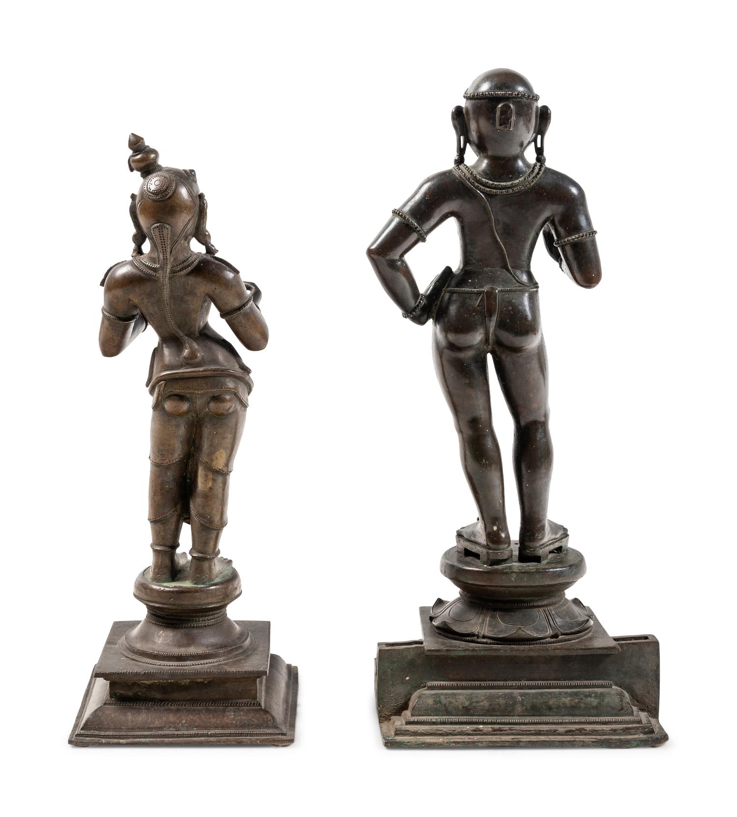 A Pair of Indian Festival Bronze Figures of Skanda and Valli
