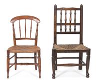 Two Rush Seat Child's Chairs Height of taller 28 3/4 inches. — 19TH CENTURY