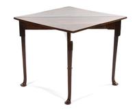A George III Provincial Style Oak Triangular Dropleaf Table