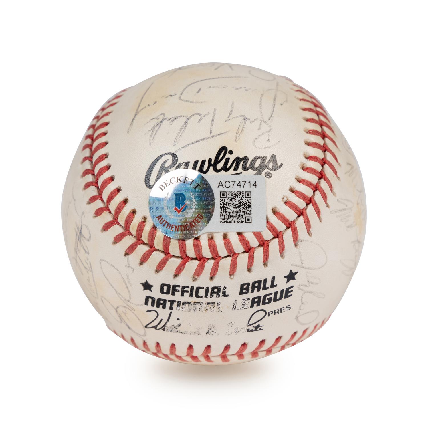 A 1992 Los Angeles Dodgers Team Signed Autograph Baseball - 22 Total With Mike Piazza and Pedro Martinez Rookie Era Signatures (Beckett Authentication Services Letter),