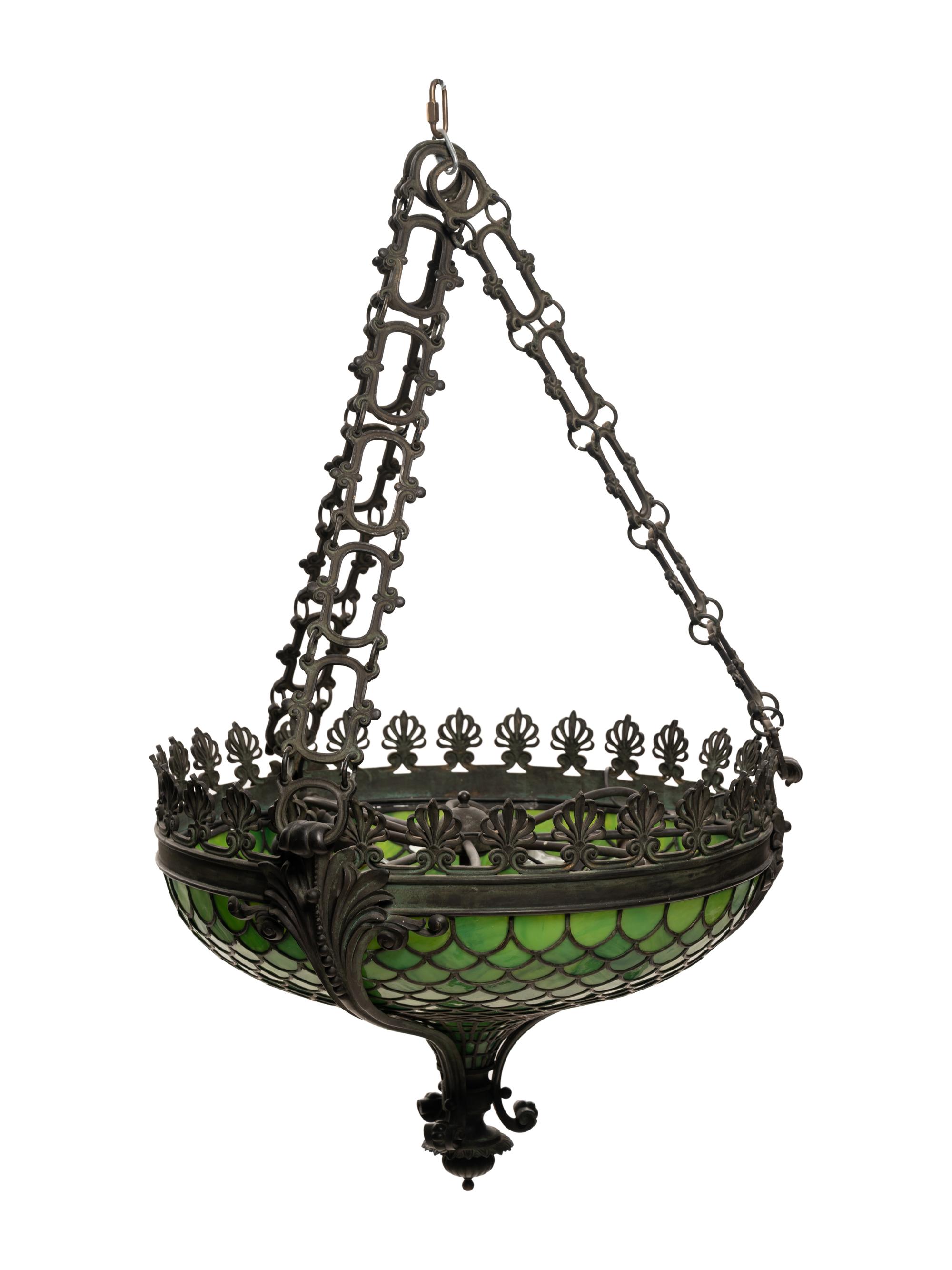 An American Leaded Glass Hanging Shade