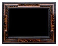 A Baroque Style Tortoiseshell Veneered Burr Walnut and Parcel Ebonized Mirror 37 x 28 inches.