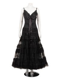 Elie Saab Strapless Evening Dress with Pintucks, Lace, and Ruffles, 2010s