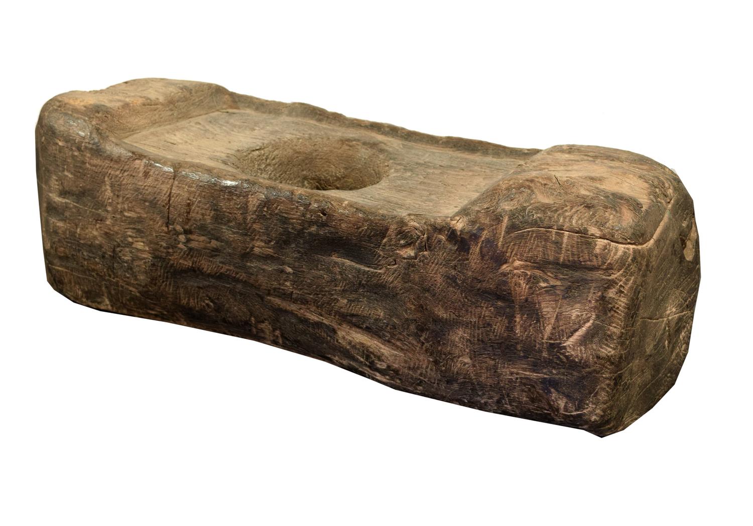 A Primitive Wood Mortar 29" W x 10" D x 10" H — Argentina, 19th Century