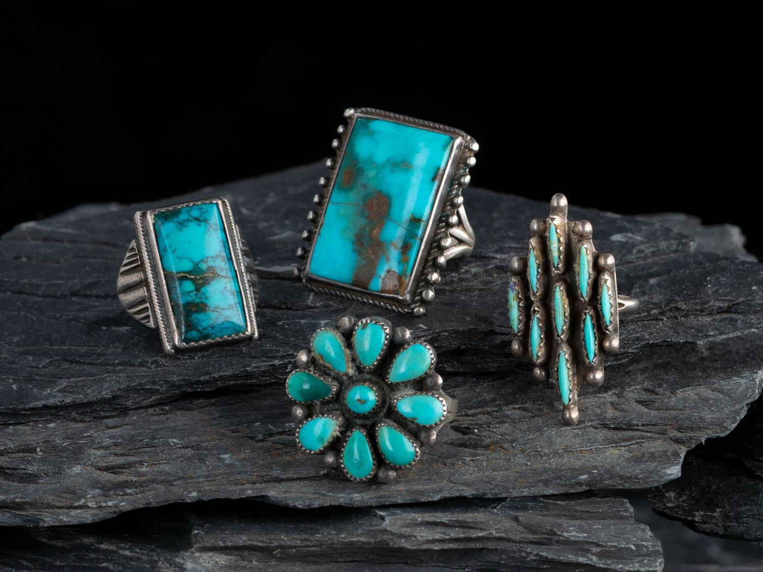 Navajo and Zuni Silver and Turquoise Rings