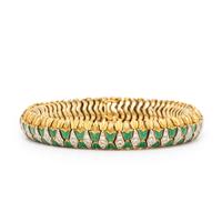 Diamond, Enamel, and Yellow Gold Flexible Bracelet