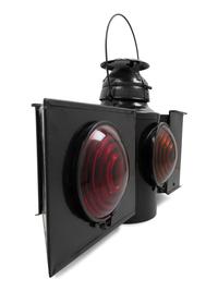 A Pennsylvania Railroad Painted Metal Two-Direction Block Limit Signal Lantern