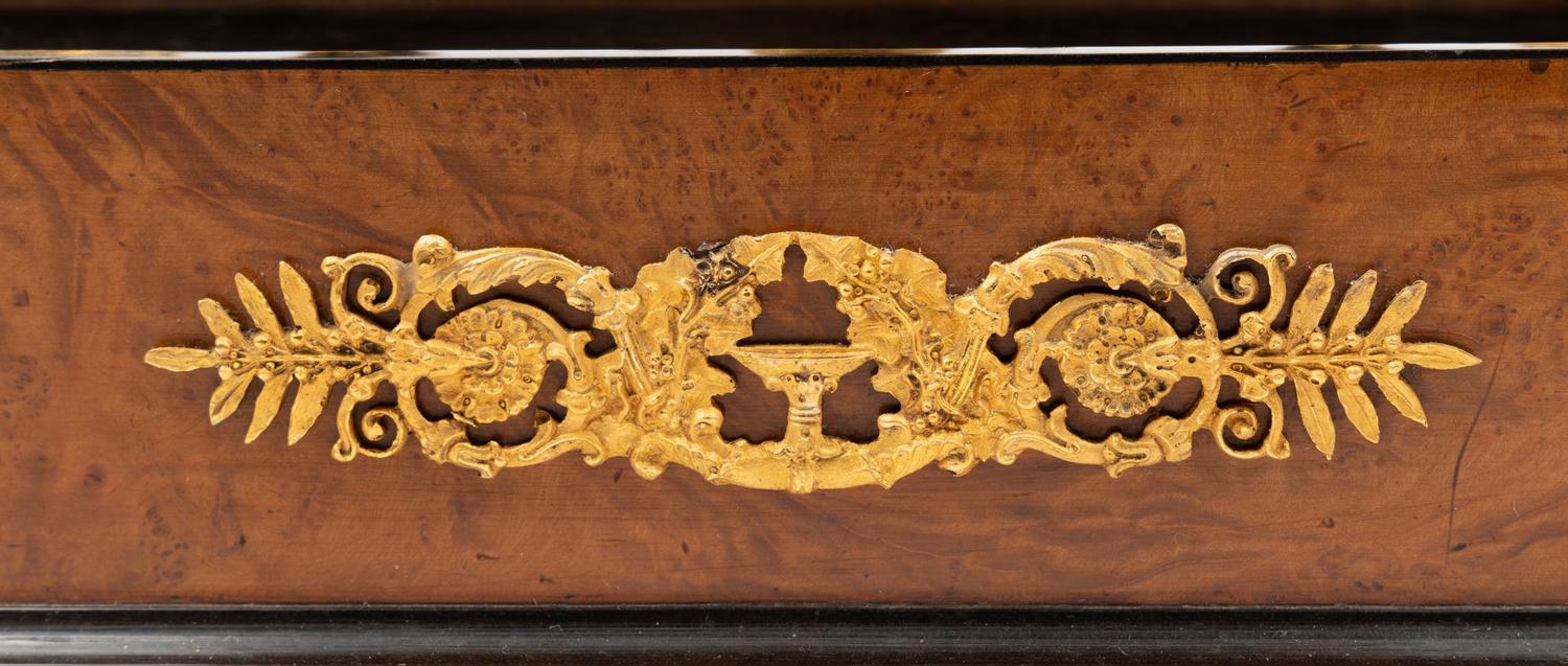 A French Gilt Bronze and Parcel Ebonized Burlwood Encrier